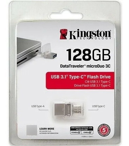 Pendrive Kingston Duo 128 Gb Puerto Tipo C Usb