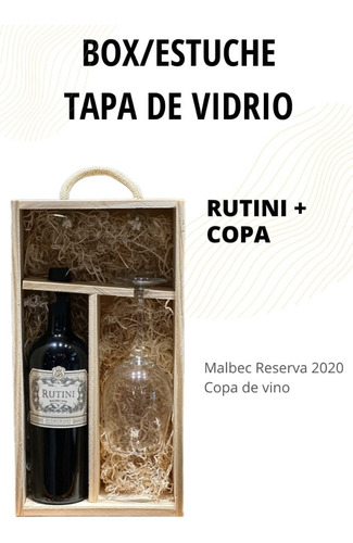 Box + Vino Rutini Malbec 2020 De 750 Ml + Copa 
