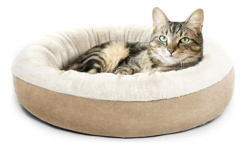 Cama Redonda Acolchada Para Gatos Y Perros Pequeños 50 Cm Camello Diseño