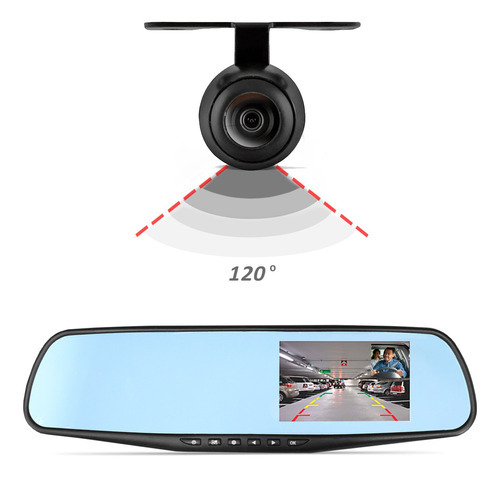 Retrovisor Interno Dvr Tela 4.3 Câmera Embutida Rs-510br