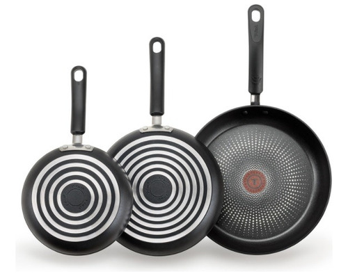 Juego De 3 Sartenes T-fal Antiadherente Color Negro Negro