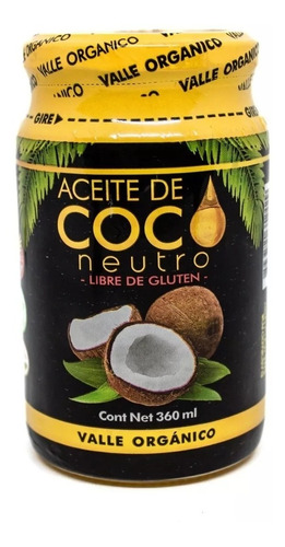 Aceite De Coco Neutro Valle Organico X 360 Cc Sin Tacc