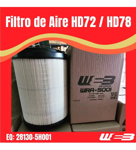 Filtro Aire Motor Hyundai Hd65, Hd72, Hd78, Bus County 