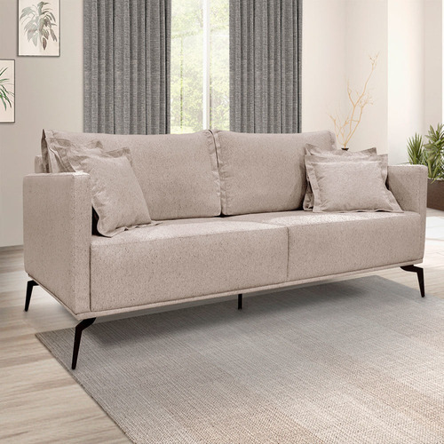 Kit 2 Poltronas E Sofá 2 Lugares 1,60m Sirius Linho Areia