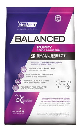 Vitalcan Balanced Puppy Small Perro Cachorro Raza Pequeña 3k