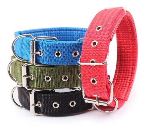 Collar De Perros Grueso De Lona Verde, Azul, Rojo,negro