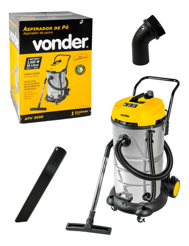 Aspirador De Pó E Líquidos 3600w 90 L Apv 3690 220v Vonder