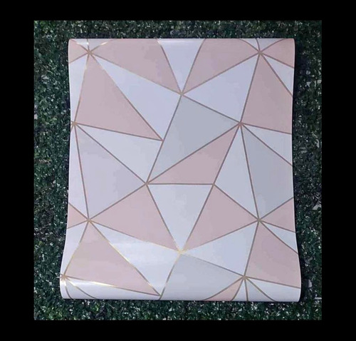 Papel Mural Autoadhesivo Triangular Rosado Gris Rosa Gris