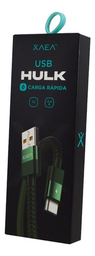 Cable Cargador Datos Mallado Reforzado Usb A Tipo-c 4.4a 1m Verde Oscuro