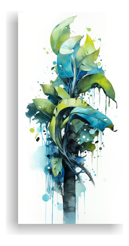 40x20cm Cuadro Abstracto Decorativo Turquesa Azul Canva Crea