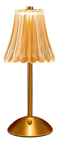 Abajur Mesa Saia De Seda Com Barra Led Sensor Sem Fio 3 Cor Dourado Transparente