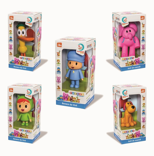 Pocoyo De Vinil + Elly Nina Loula Pato Kit 5 Bonecos Cardoso