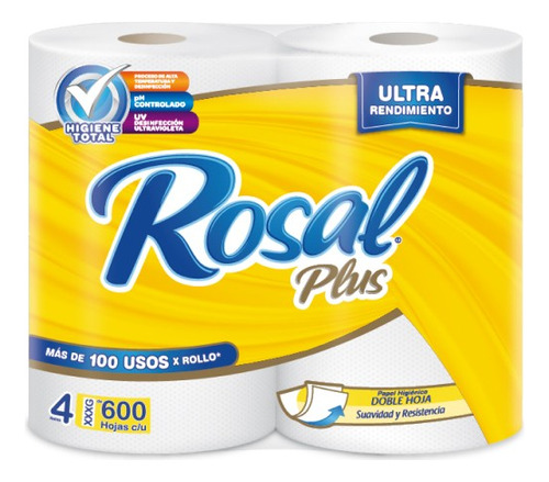 Papel Higienico Rosal Plus 4 Rollos 600hojas