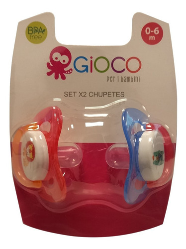 Set X2 Chupetes 0-6m Gioco Bpa Free Bebé  Animalitos Febo