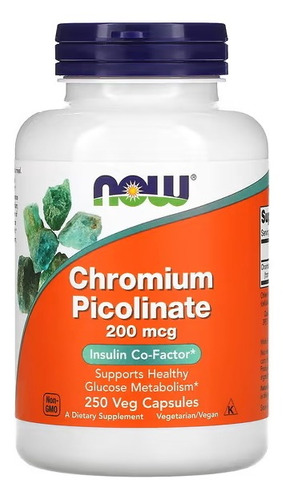 Chromium Picolinate Now Foods 200 Mcg 250 Cápsulas Cromo