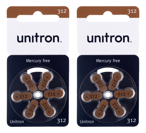 Pilha Bateria Auditivas Unitron 312 Pr41 - 6 Unidades