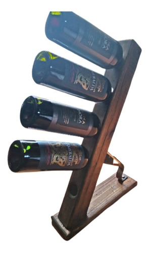 Bodega Vinoteca De Madera Hierro Rustico Para 5 Vinos 