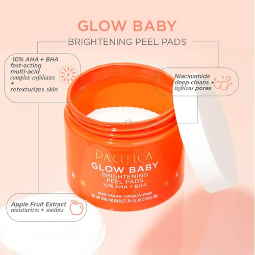 Pacifica Beauty, Glow Baby Brightening Peel Pads, 10 % Aha Y