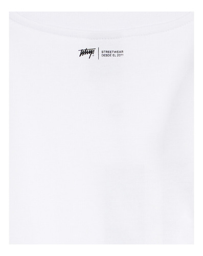 Polera Whatup Hombre Basic White Tiny Logo Black