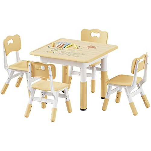 Brelley Juego De Mesa Y 4 Sillas Para Niños, Juego De Mesa Y