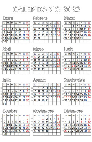 Calendario Chile 2023 - Formato Digital Pdf