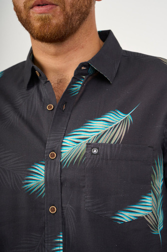 Camisa Para Hombre Dunkelvolk Hawaiian Tropical Blk