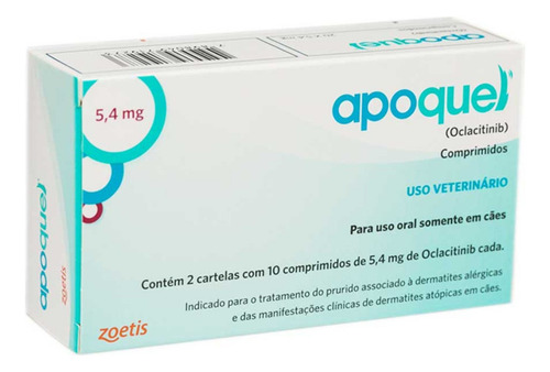 Apoquel Dermatológico Anti Coceira Cães 5,4 Mg 20 Comp 5,4mg