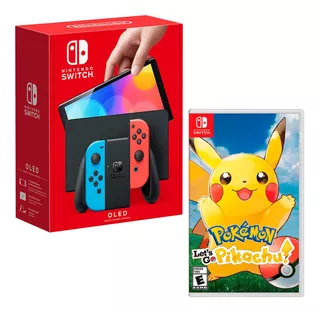 Consola Nintendo Switch Oled Neon + Pokemon Lest Go Pikachu