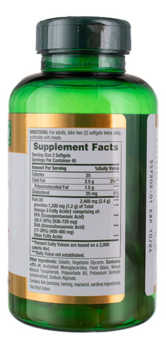 Complementa 2400 Mg De Aceite De Pescado Nature's Bounty Con