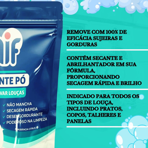 Kit 2 Detergente Em Pó Máquina Lavar Louça 1kg Sabão Secante
