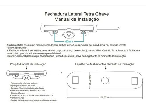 Imagem 3 de 4 de Par De Trava P/ Porta De Aço Fechadura Lateral Agl Tetra