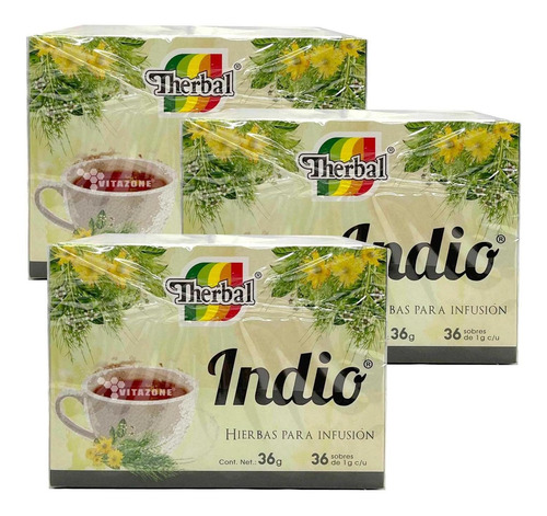 Indio Té 36 Sobres Cola Caballo Prodigiosa Therbal 3 Cajas