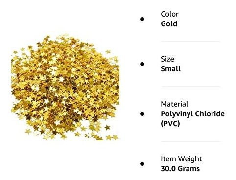 Confetti Mini Estrellas Doradas 6mm 30gr.
