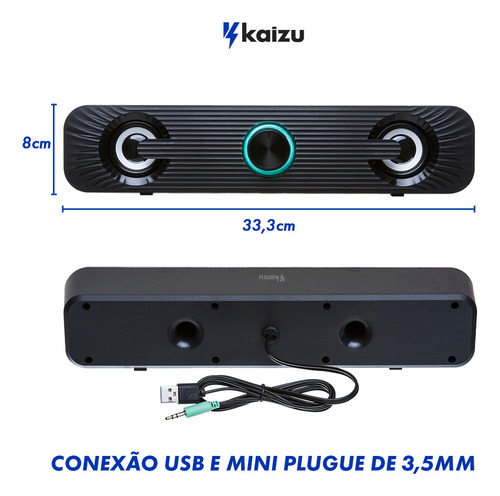 Caixa Caixinha De Som Soundbar P2 Potente Computador Pc Usb Subwoofer Kaizu