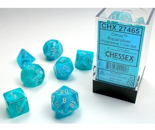 Chessex: Cirrus Aqua / Silver 7 Die Set