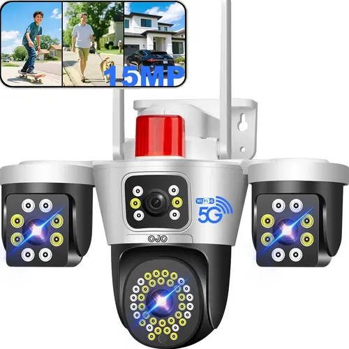 15mp Câmera De Segurança Wi-fi Externa Ptz App Eseecloud Prova Dagua Ip66 Alarme De Luz 3em 1 Vigilancia Visão Noturna Infravermelho 3 Lentes 5g