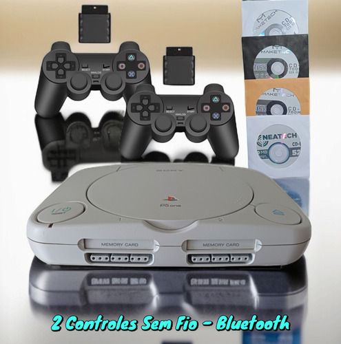 Playstation 1 Completo - Ps1 Slim - Psone - Ps1 - Controles Bluetooth Branco