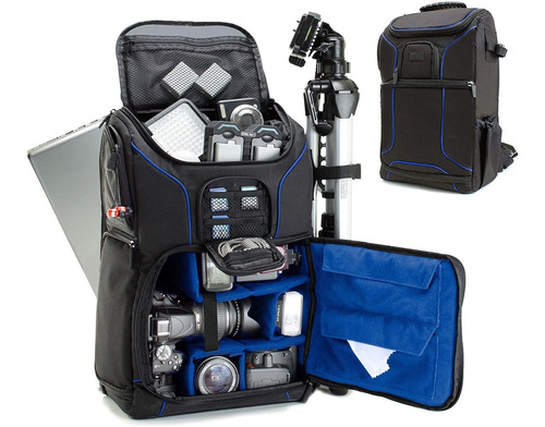 Bolsa Usa Gear Para Camara Dslr,negro Y Azul/11 X10.5 X6 