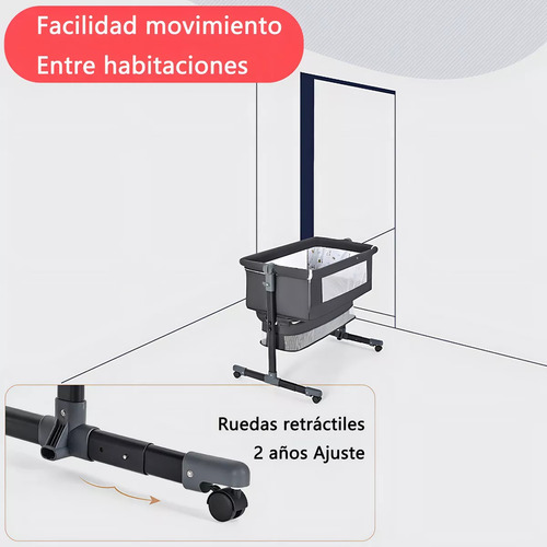 Cuna De Bebe Cama Para Bebe Con Ruedas Y Corral Colecho C968 Negro Color Negro
