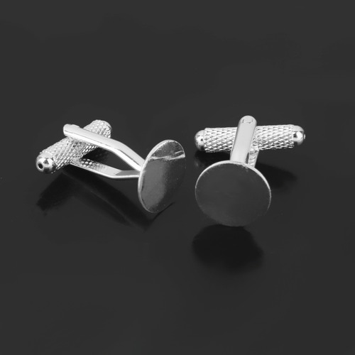 20 Piezas Moda Hombres Plata 12mm Plano Blannk Ajustes