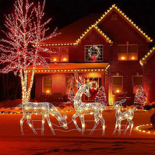 Kit De Renos Con Forma De Adorno Navideño Led, 3 Piezas