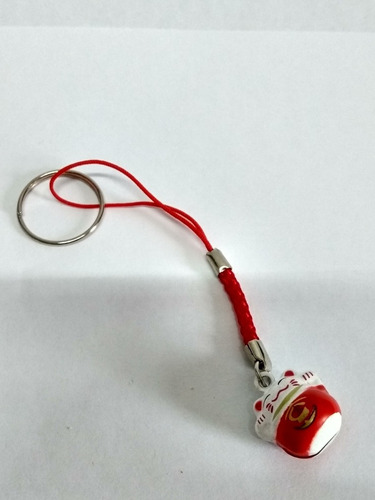 Imagem 2 de 3 de Chaveiro Maneki Neko C/ Guizo Pingente P/ Celular Ref-b Novo