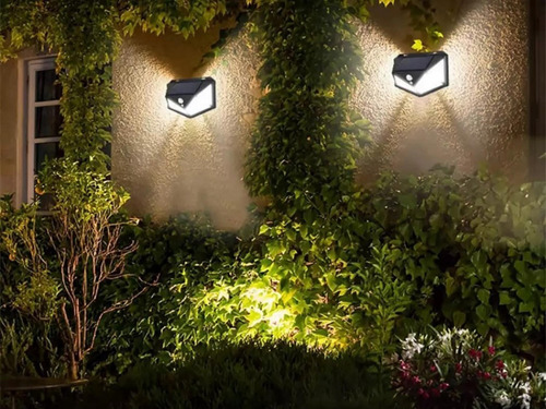 Imagem 3 de 7 de Luminária Solar 100 Led Parede Luz Com Sensor A Prova D'água