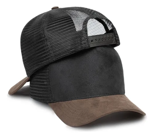 Boné Trucker Liso Telinha Aba Curva Camurça - Barato