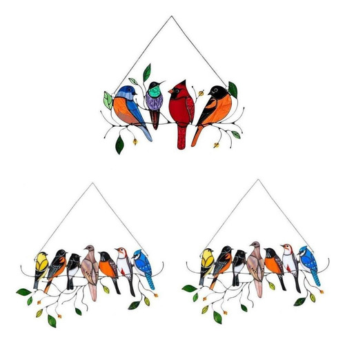 Pájaros Multicolores Panel De De Alambre Ración Colgante 4