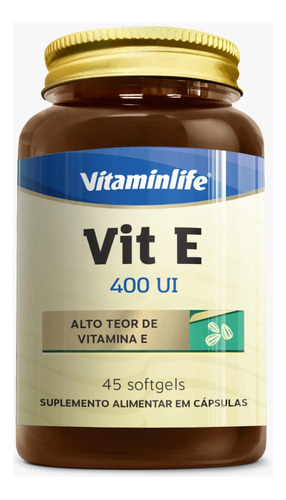 Vit E 400ui Alto Teor De Vitamina E - 45 Caps - Vitaminlife Sabor Sem Sabor