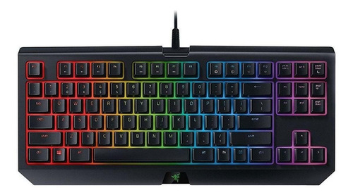 Teclado gamer Razer BlackWidow Chroma V2 Tournament Edition QWERTY Razer Orange inglês US cor preto com luz RGB