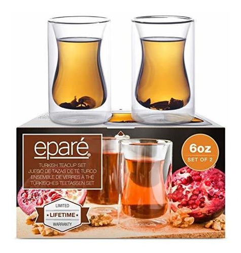 Copa De Té Turco De Vidrio Transparente Epare - Set 2 Copas