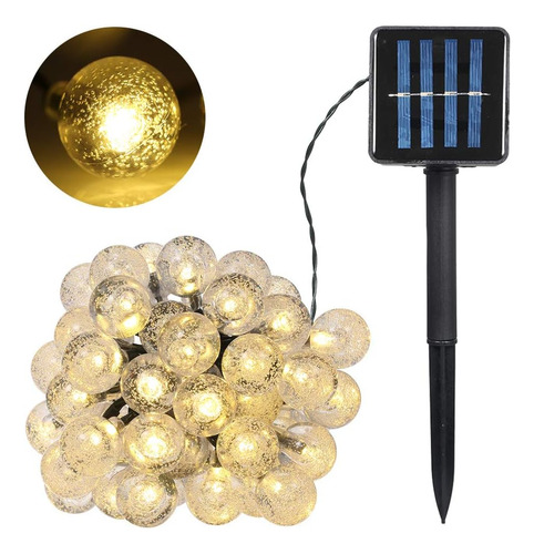 Luz Cadena Con Energía Solar 7m 50led Bola Cristal Lámpara