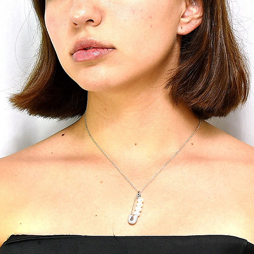 Collar De Plata Clip Con Perlas Y Circonia